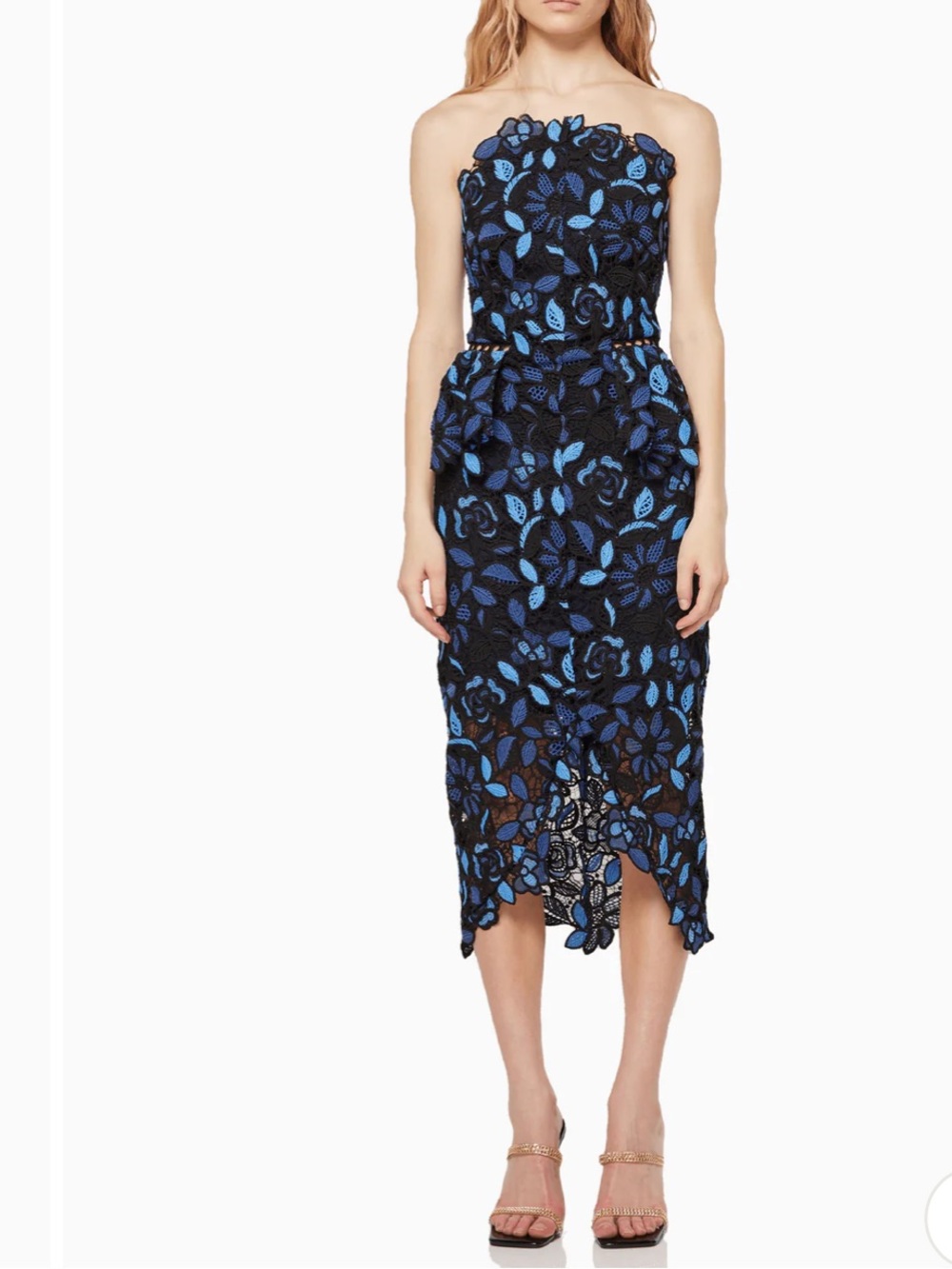 ELLIATT TIMES BLUE MULTI Floral Lace Cocktail midi formal Dress Women MED NWT